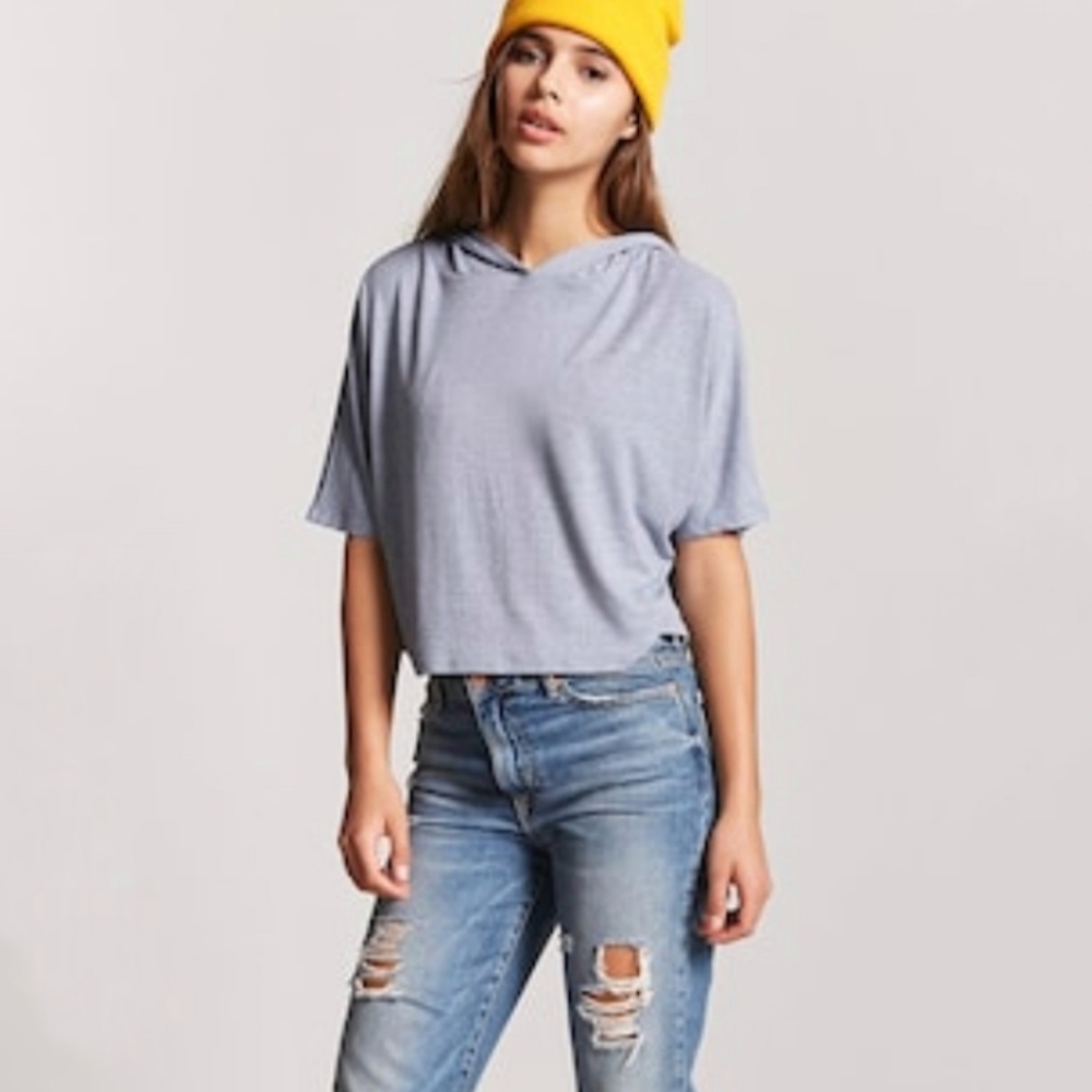 MOON KISS Ribbed Hoodie Crop Top NWT Sz M
